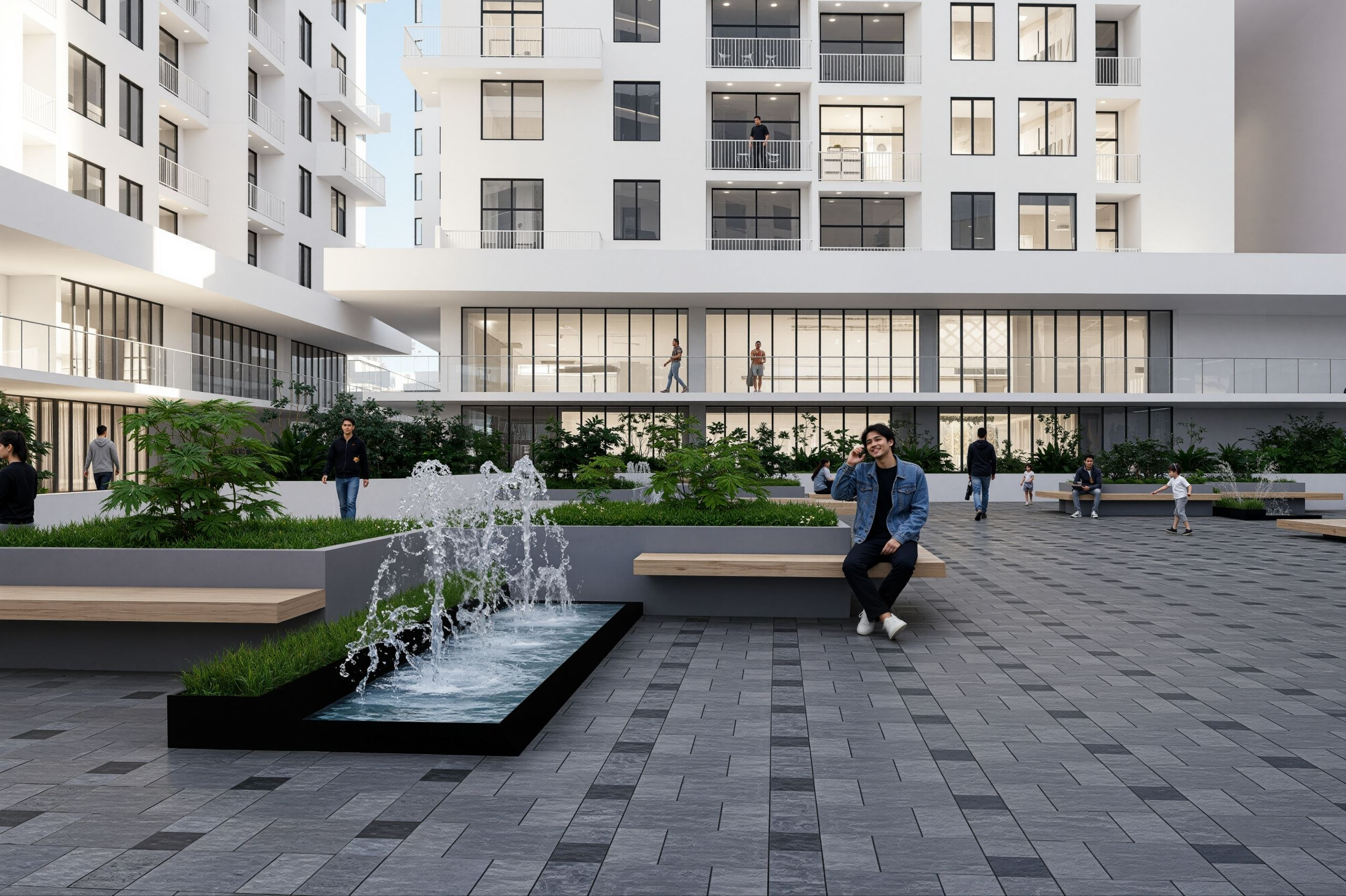 Residential courtyard and landscape architectural visualization