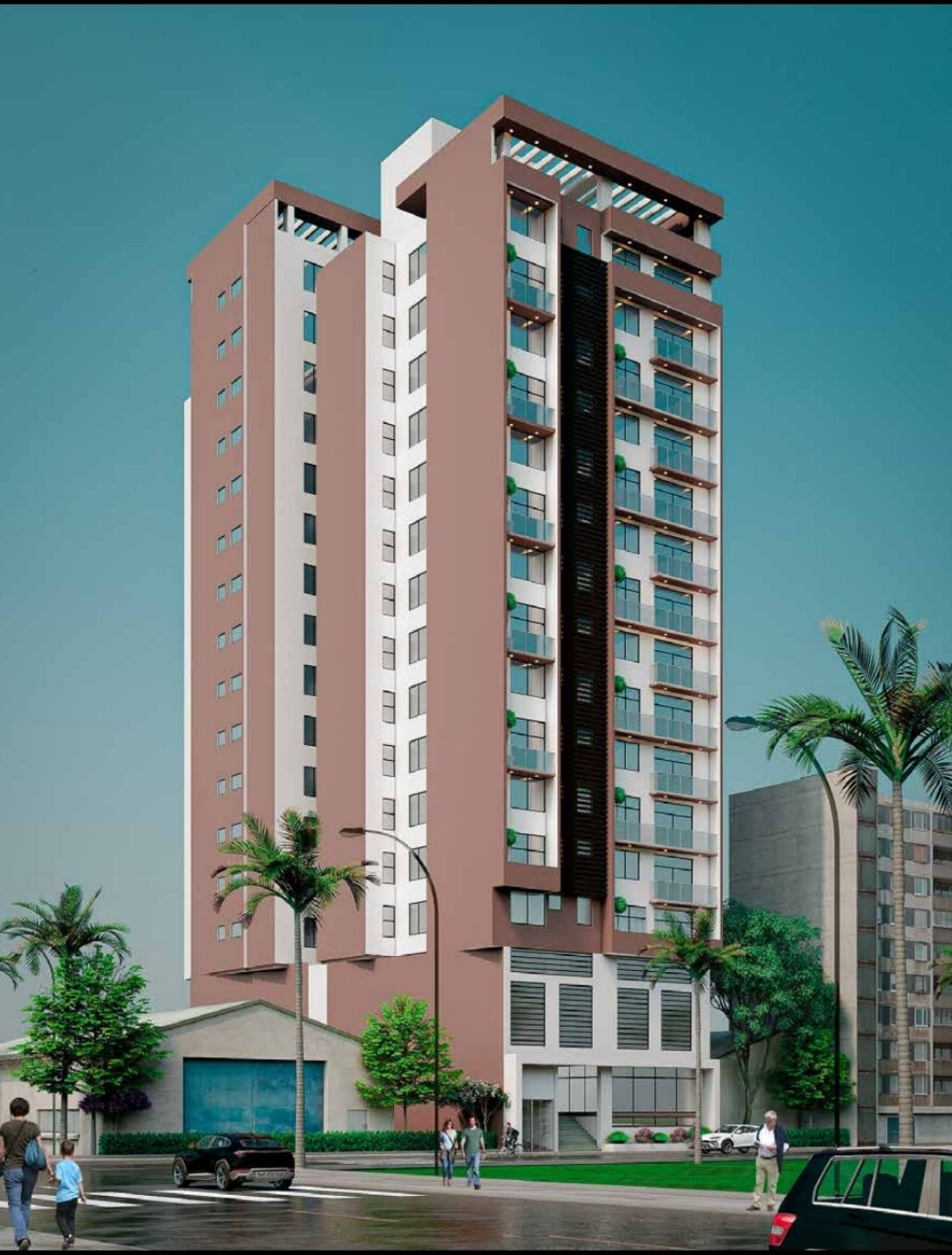 Slender residential tower architectural visualization