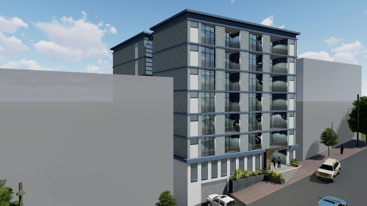 Mid-rise apartment exterior architectural visualization